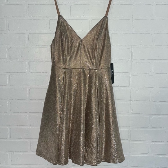 Lulus A-Line Mini Dress Keeps Getting Better Gold Skater Fit & Flare XS NWT - Picture 4 of 9